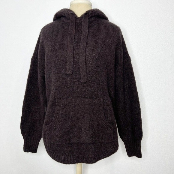 Madewell WILMINGTON Brown Heather Raisin Wool Alpaca Knit Hoodie Sweater NWT - Picture 5 of 16